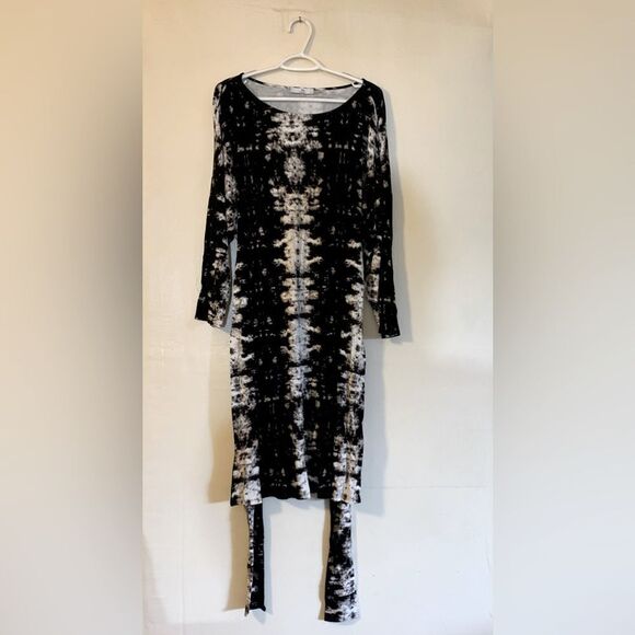 Natori Dress Geometric Black White w/ Belt Stretch Sz 1X NWOT Gorgeous - Picture 8 of 8